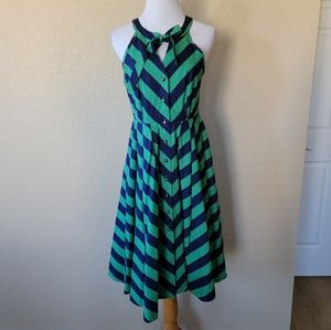 Anthropologie Girls from Savoy Emerald Ripple Halter dress, Size 4